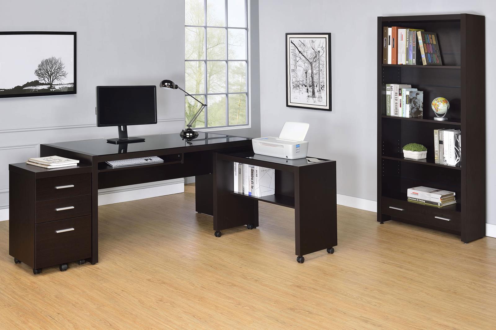 Skylar Cappuccino 5-Shelf Bookcase with Storage Drawer - 800905 - Bien Home Furniture & Electronics