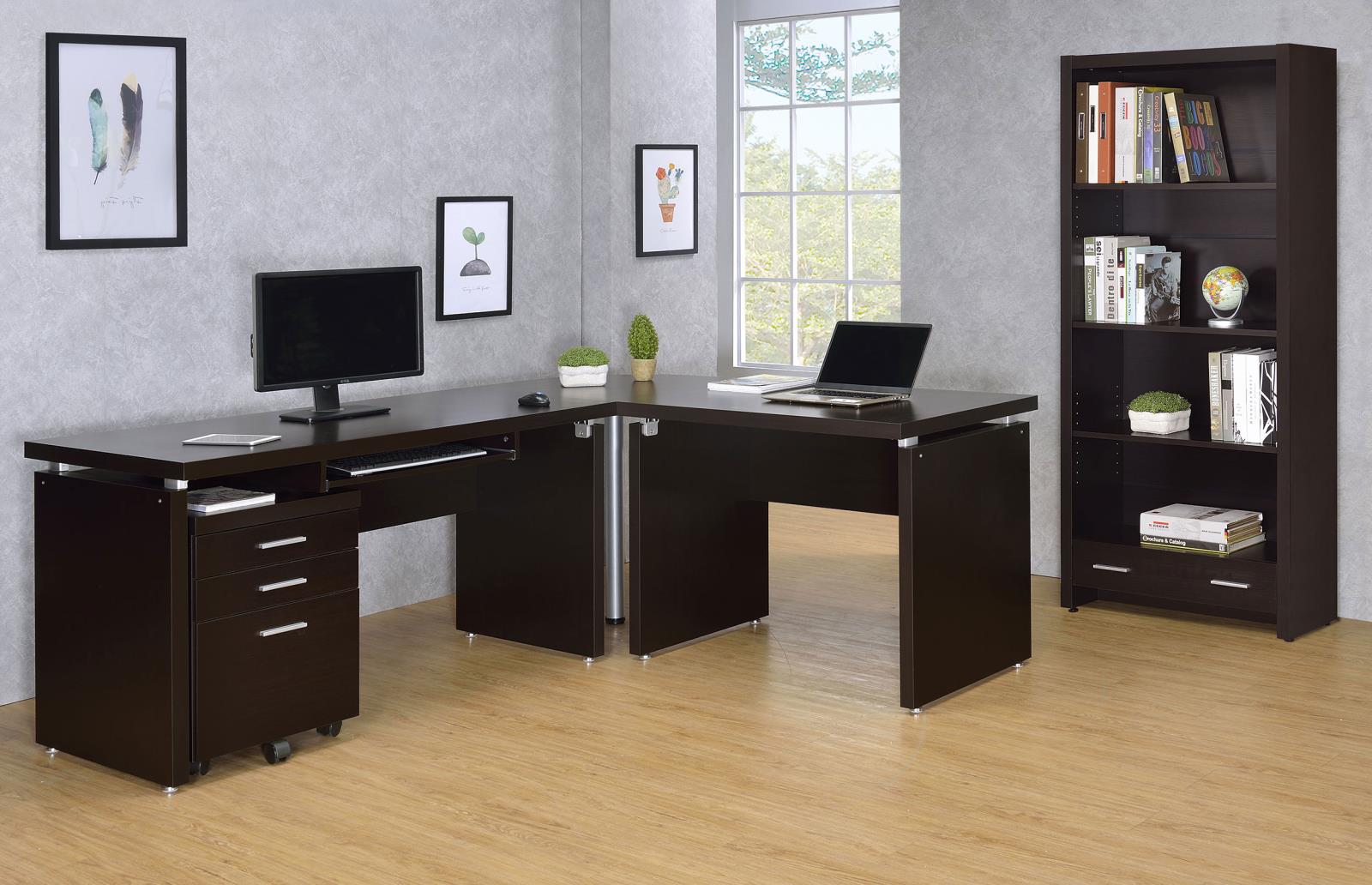 Skylar Cappuccino 5-Shelf Bookcase with Storage Drawer - 800905 - Bien Home Furniture & Electronics