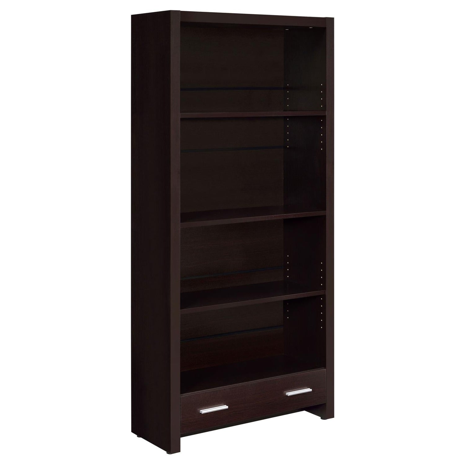 Skylar Cappuccino 5-Shelf Bookcase with Storage Drawer - 800905 - Bien Home Furniture & Electronics