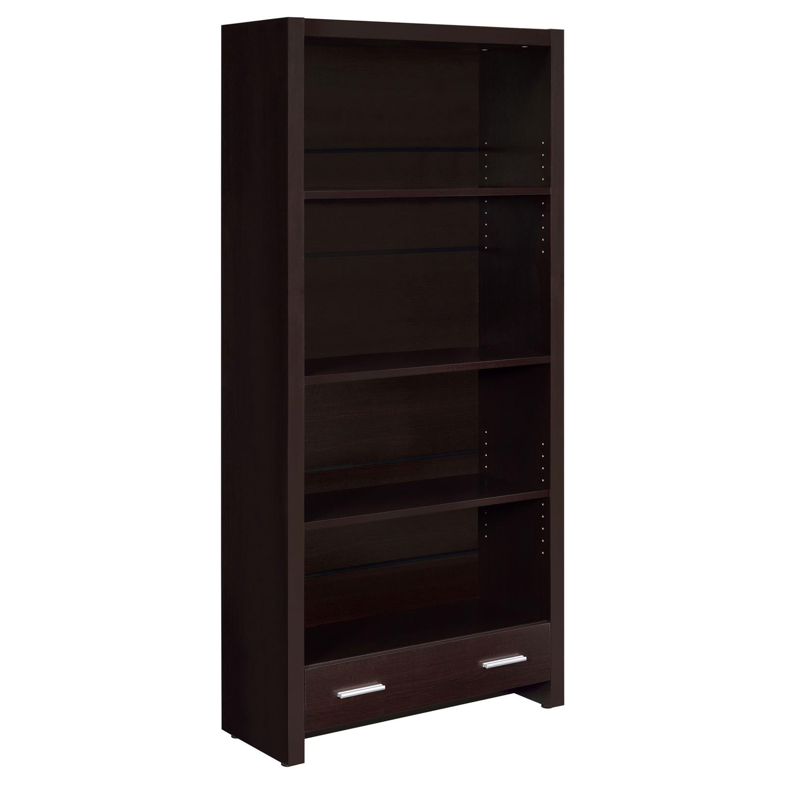 Skylar Cappuccino 5-Shelf Bookcase with Storage Drawer - 800905 - Bien Home Furniture & Electronics