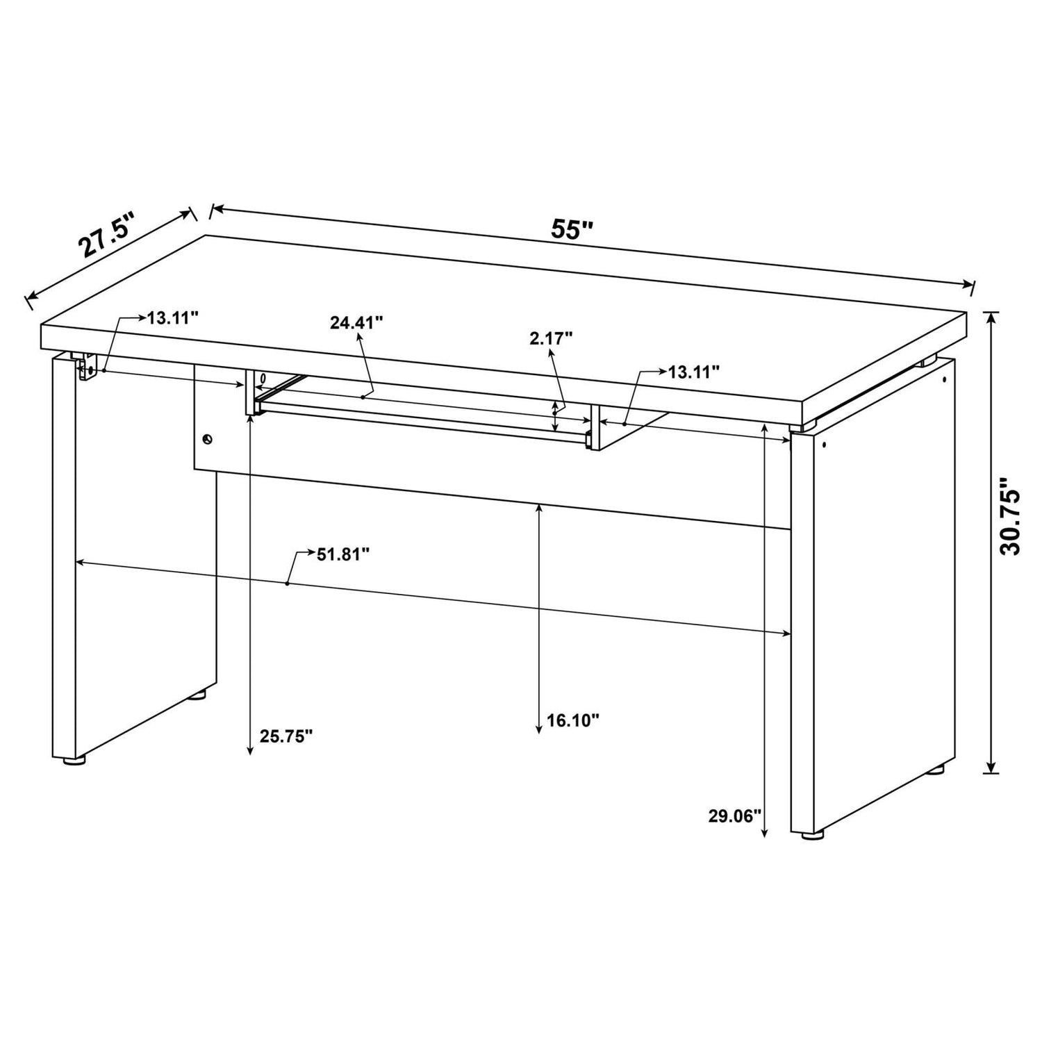 Skylar Cappuccino Computer Desk with Keyboard Drawer - 800891 - Bien Home Furniture &amp; Electronics