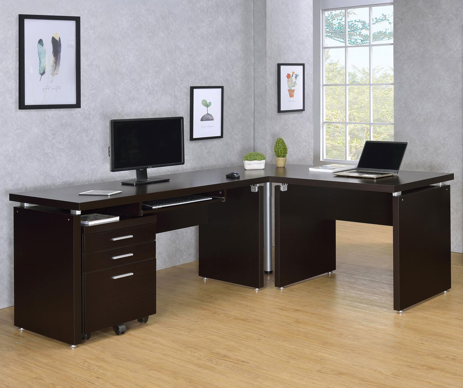 Skylar Cappuccino Computer Desk with Keyboard Drawer - 800891 - Bien Home Furniture & Electronics
