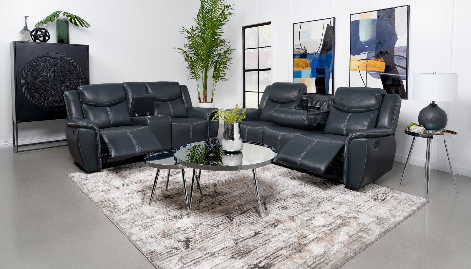 Sloane 2-piece Upholstered Motion Reclining Sofa Set Blue - 610271-S2 - Bien Home Furniture & Electronics