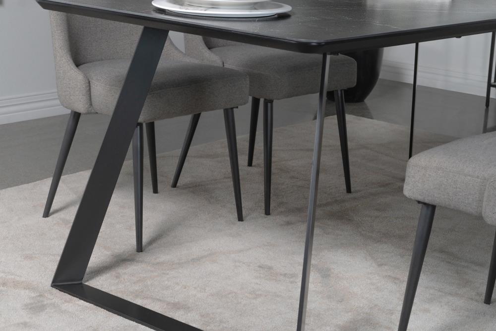 Smith Black/Gunmetal Rectangle Ceramic Top Dining Table - 115231 - Bien Home Furniture & Electronics
