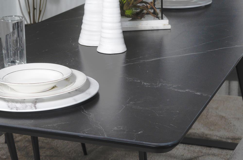 Smith Black/Gunmetal Rectangle Ceramic Top Dining Table - 115231 - Bien Home Furniture & Electronics