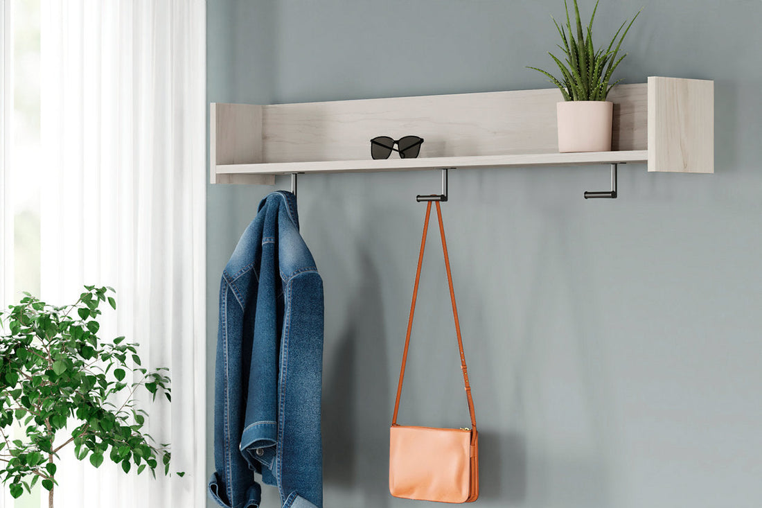 Socalle Light Natural Wall Mounted Coat Rack with Shelf - EA1864-151 - Bien Home Furniture &amp; Electronics