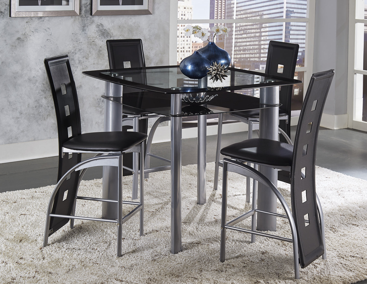 Sona Black/Silver Counter Chair, Set of 2 - 5532-24 - Bien Home Furniture & Electronics
