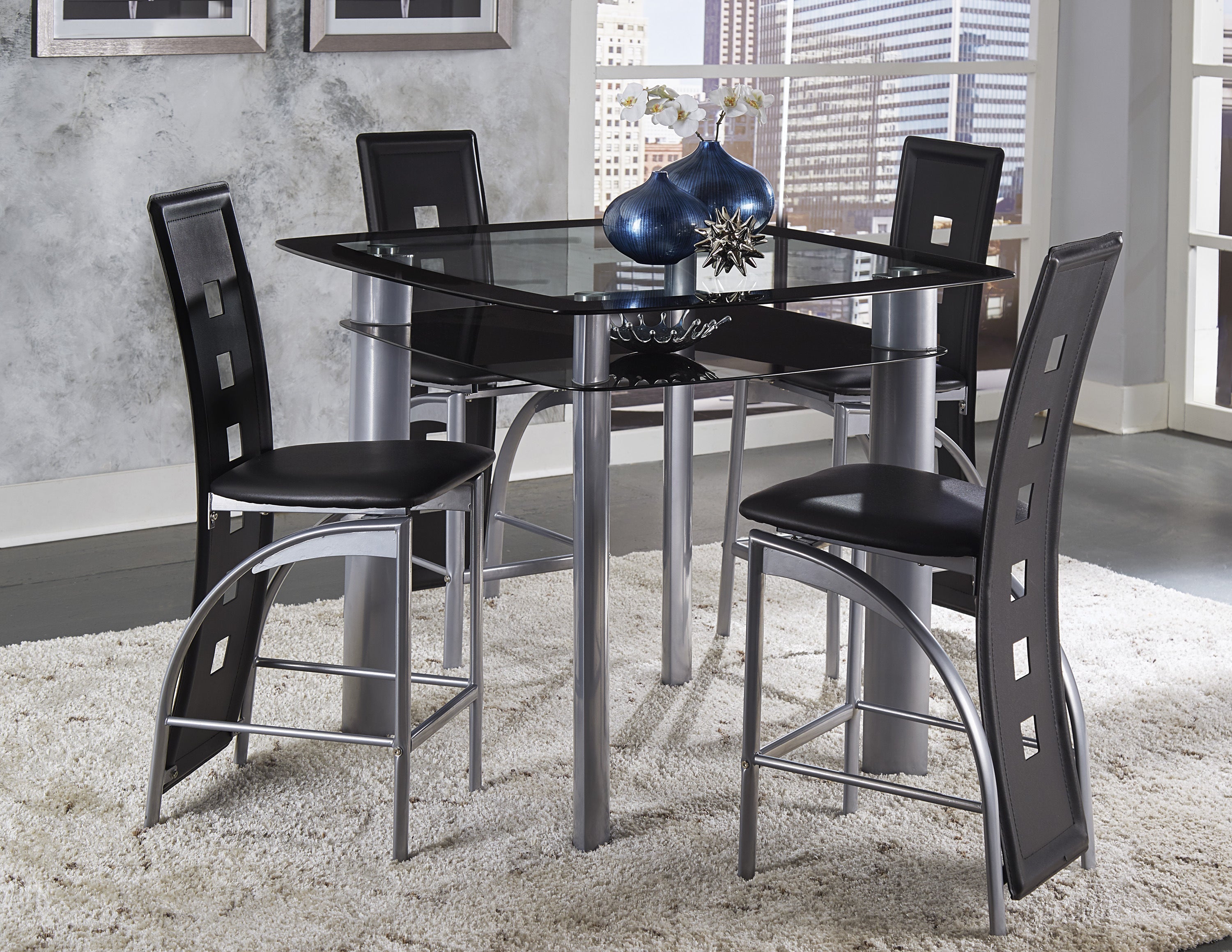 Sona Black/Silver Counter Chair, Set of 2 - 5532-24 - Bien Home Furniture & Electronics
