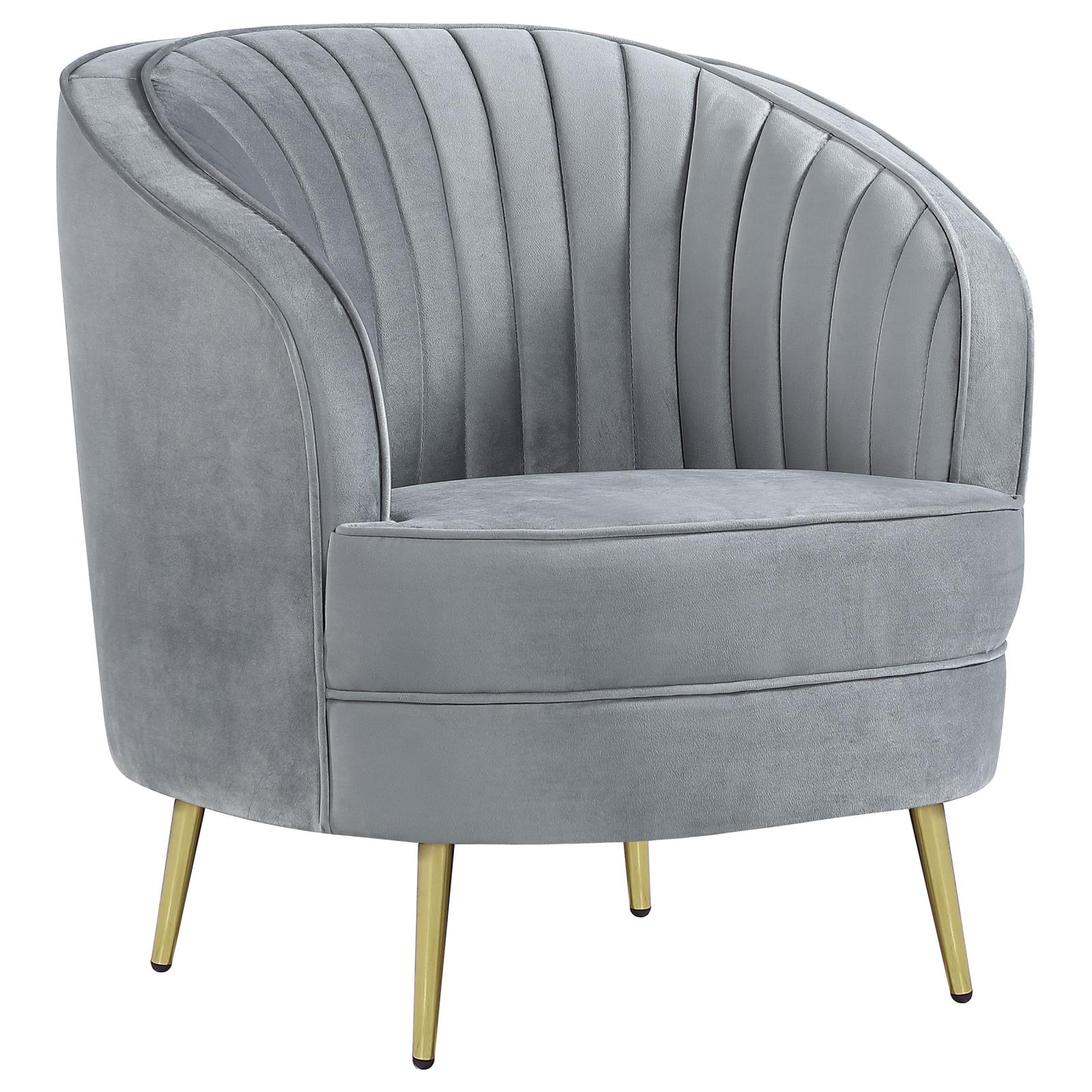 Sophia 3-Piece Upholstered Living Room Set with Camel Back Gray/Gold - 506864-S3 - Bien Home Furniture & Electronics