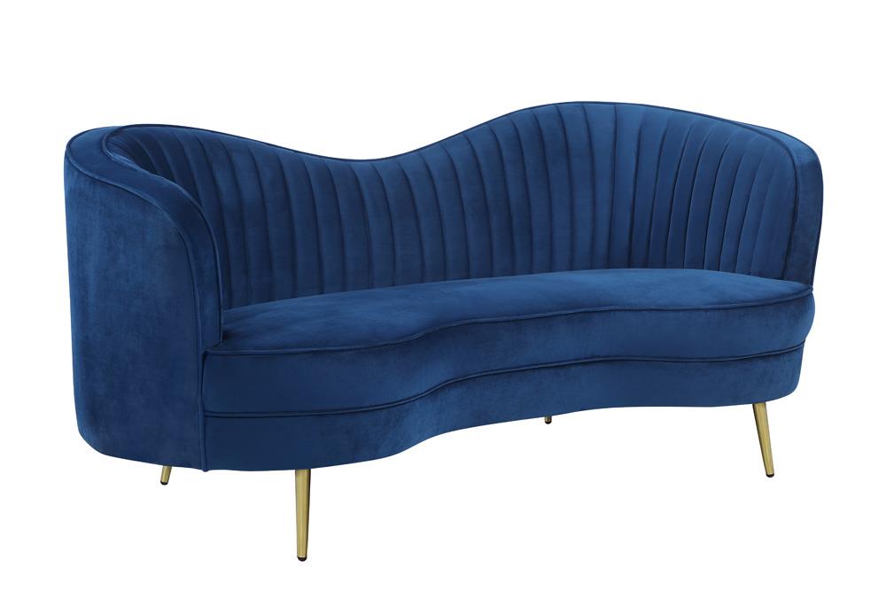 Sophia Upholstered Camel Back Loveseat Blue - 506862 - Bien Home Furniture &amp; Electronics