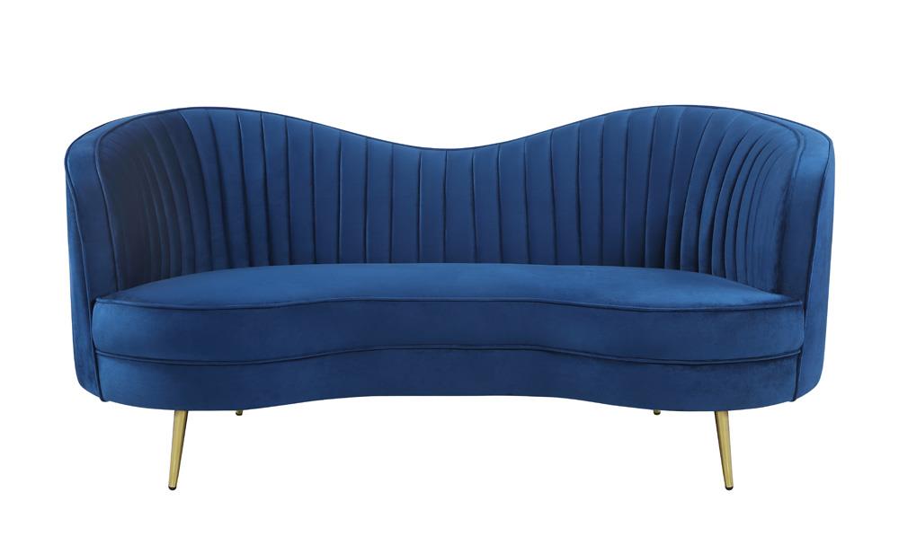 Sophia Upholstered Camel Back Loveseat Blue - 506862 - Bien Home Furniture & Electronics