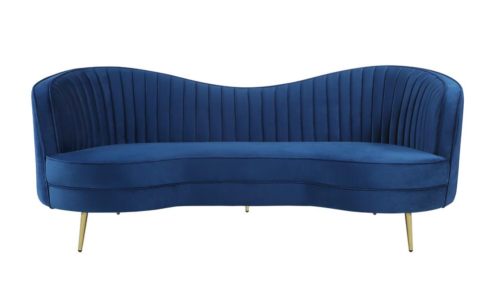 Sophia Upholstered Camel Back Sofa Blue - 506861 - Bien Home Furniture & Electronics
