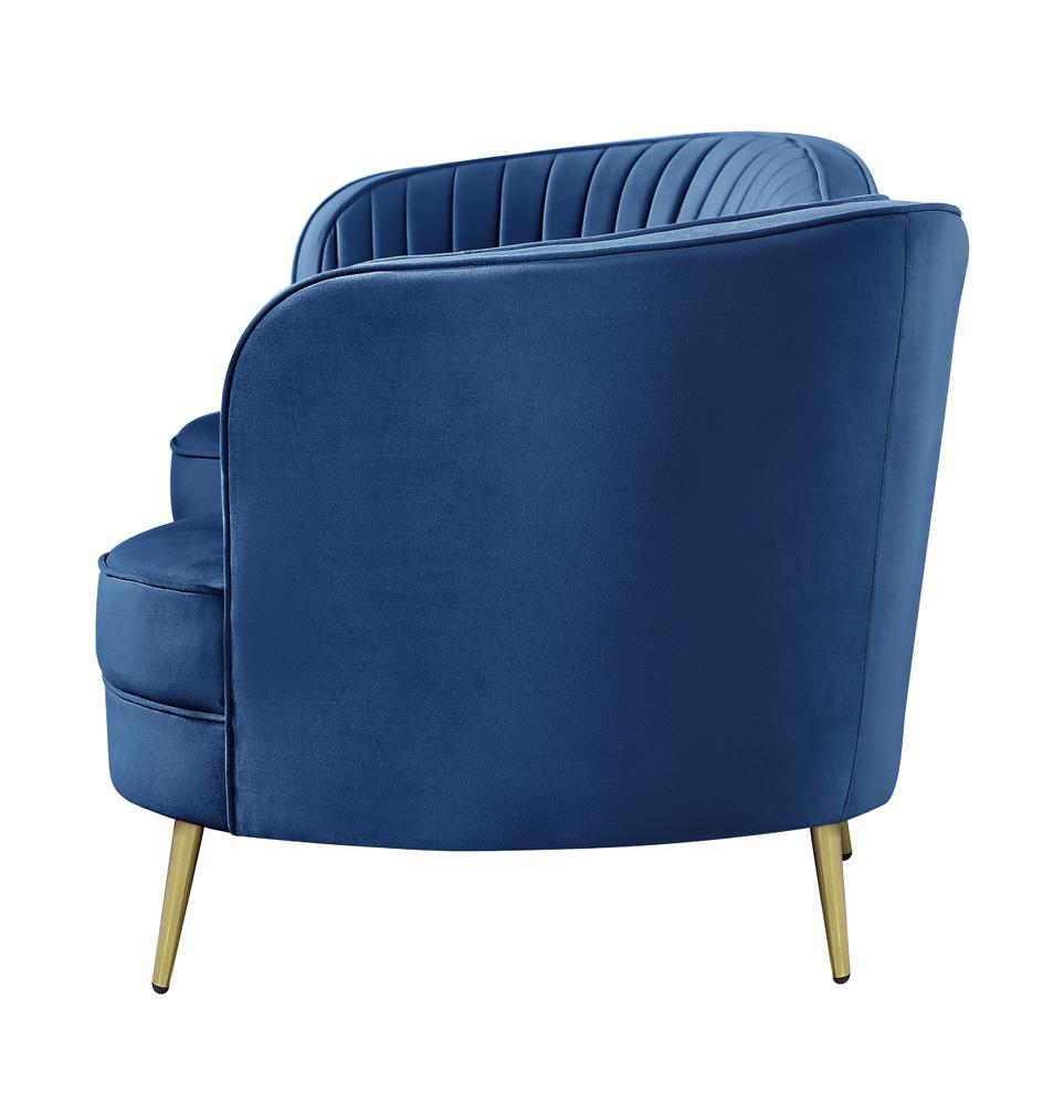 Sophia Upholstered Camel Back Sofa Blue - 506861 - Bien Home Furniture & Electronics