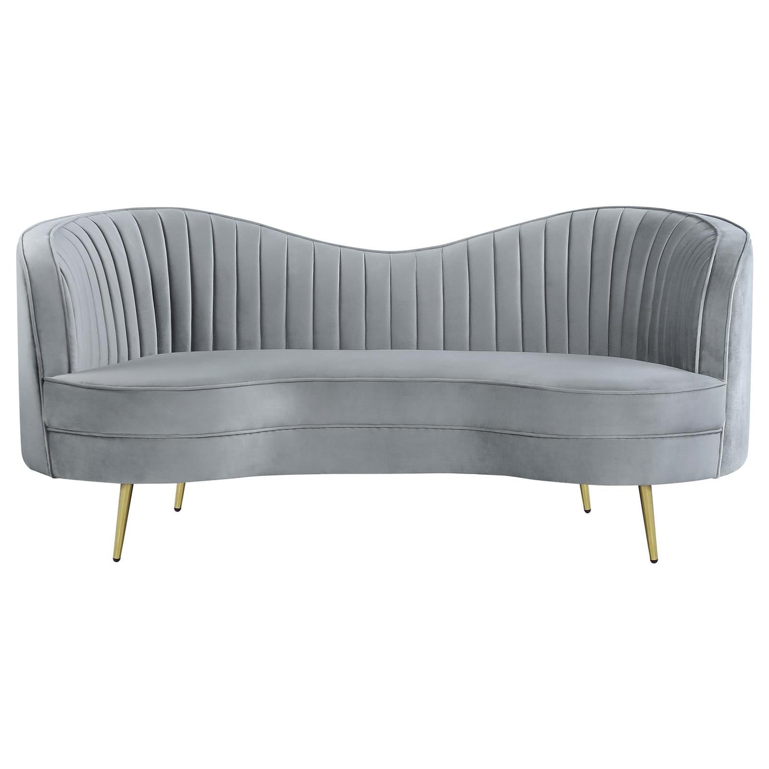 Sophia Upholstered Loveseat with Camel Back Gray/Gold - 506865 - Bien Home Furniture & Electronics