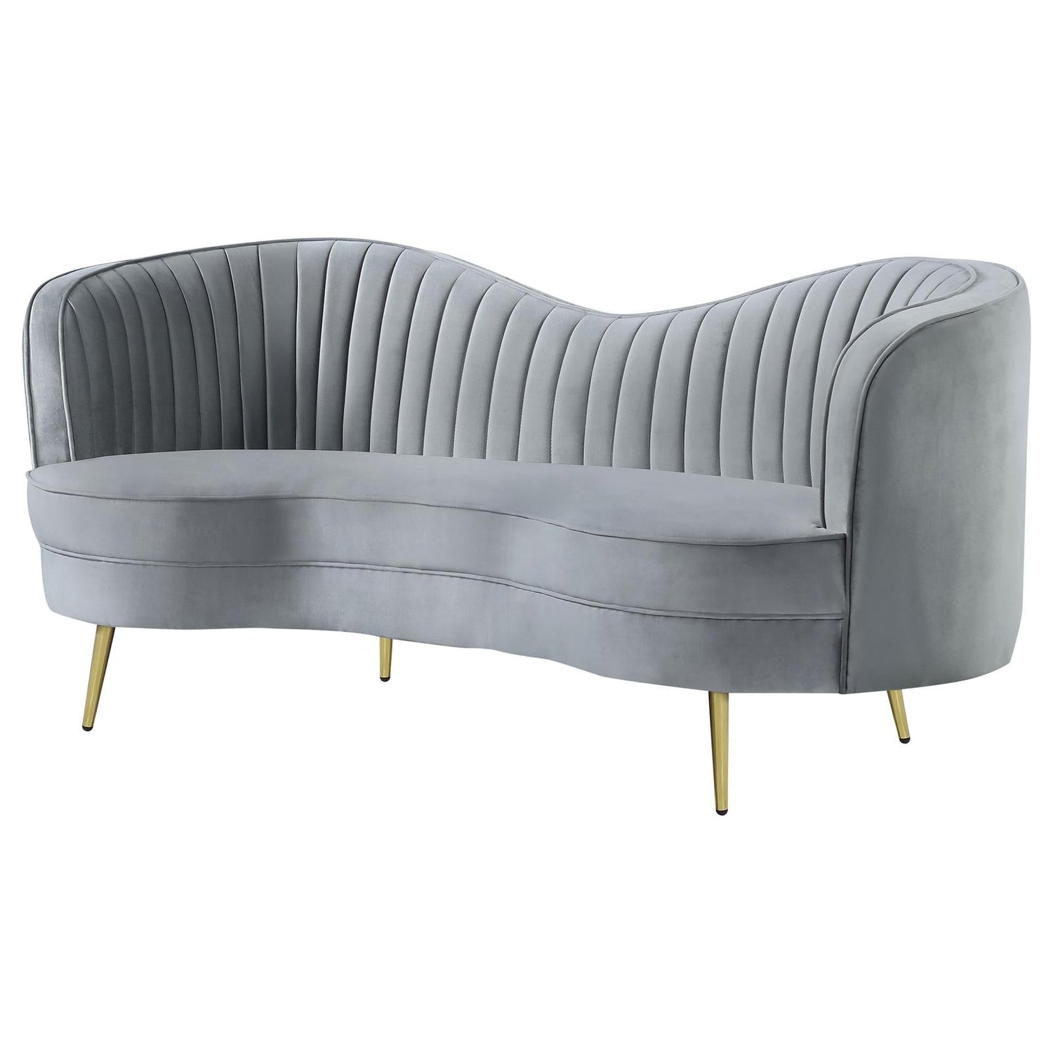 Sophia Upholstered Loveseat with Camel Back Gray/Gold - 506865 - Bien Home Furniture & Electronics