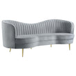 Sophia Upholstered Sofa with Camel Back Gray/Gold - 506864 - Bien Home Furniture & Electronics