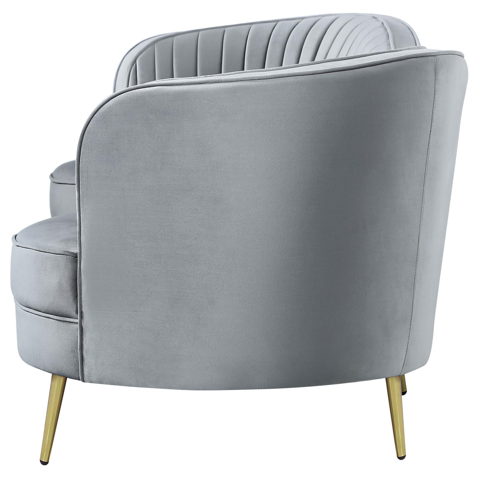 Sophia Upholstered Sofa with Camel Back Gray/Gold - 506864 - Bien Home Furniture & Electronics