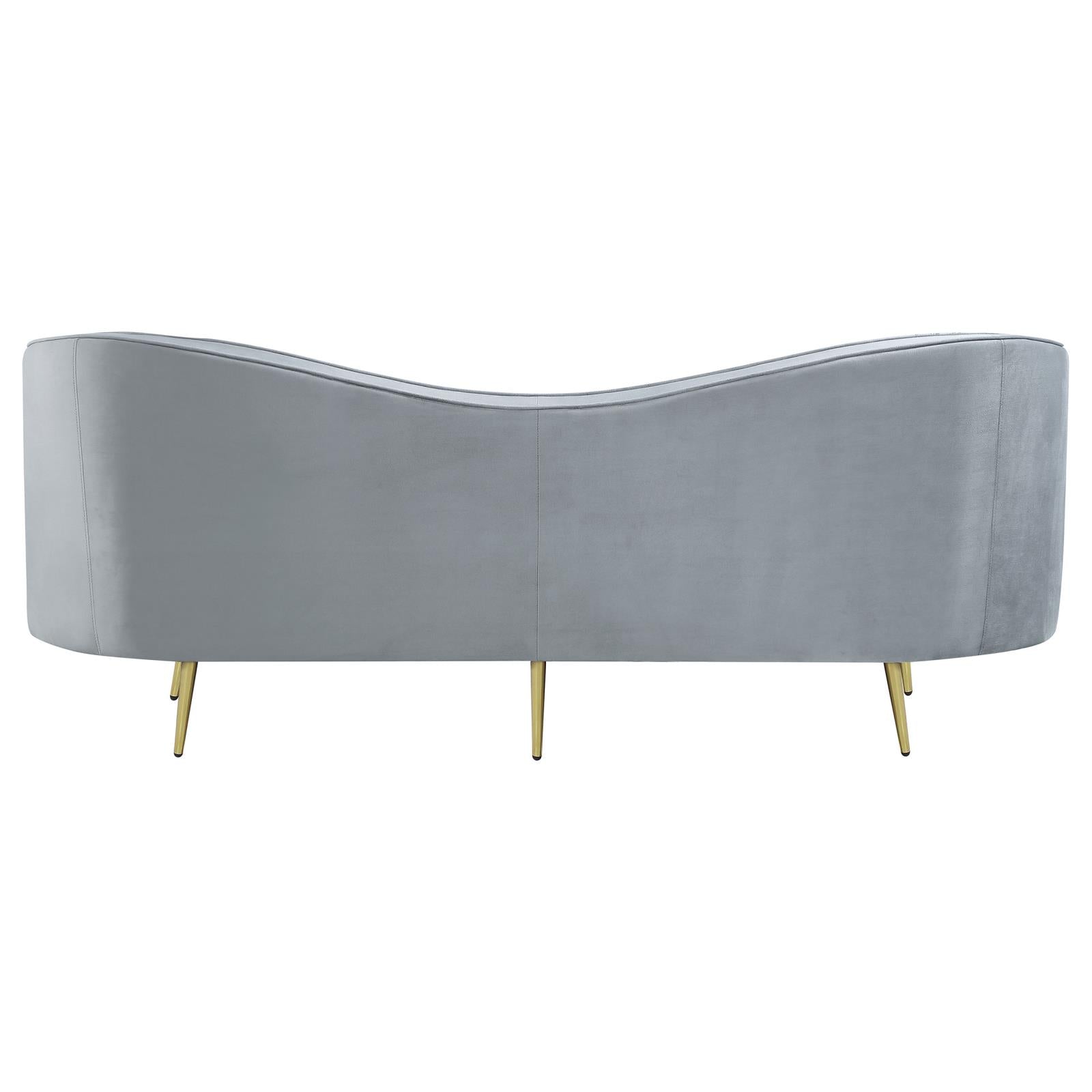 Sophia Upholstered Sofa with Camel Back Gray/Gold - 506864 - Bien Home Furniture & Electronics