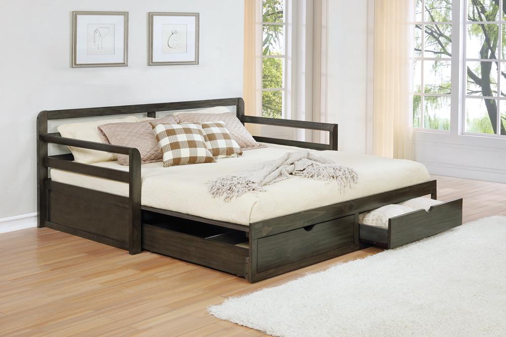 Sorrento Gray 2-Drawer Twin Daybed with Extension Trundle - 305706 - Bien Home Furniture & Electronics