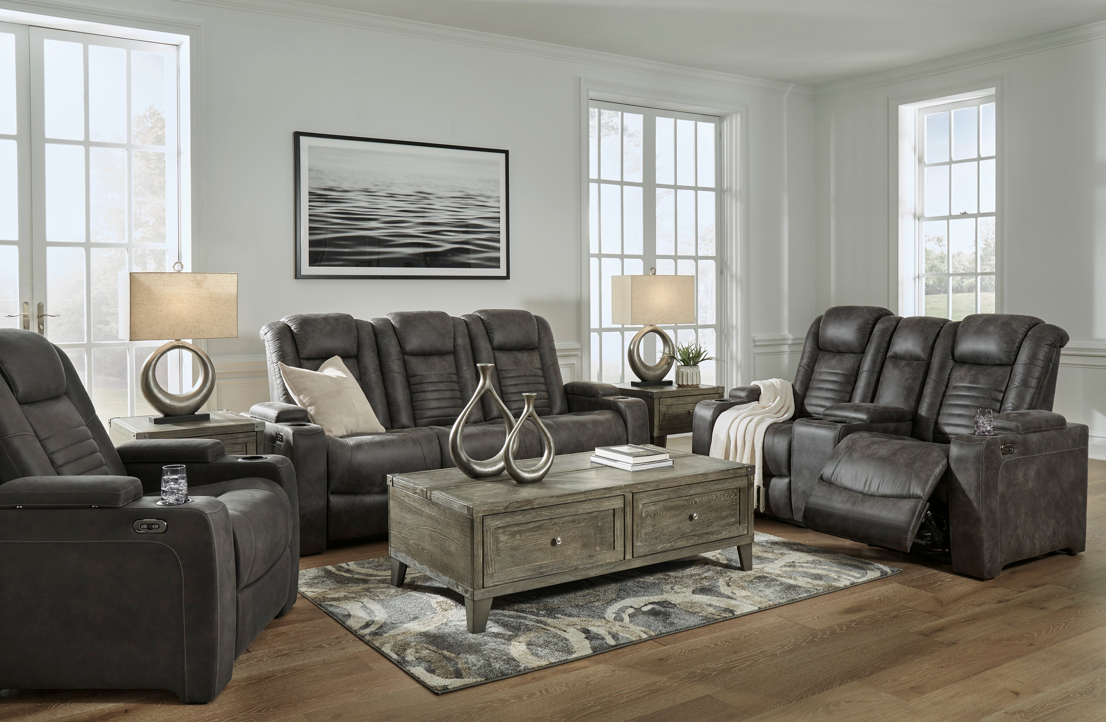 Ashley furniture reclining living room outlet set