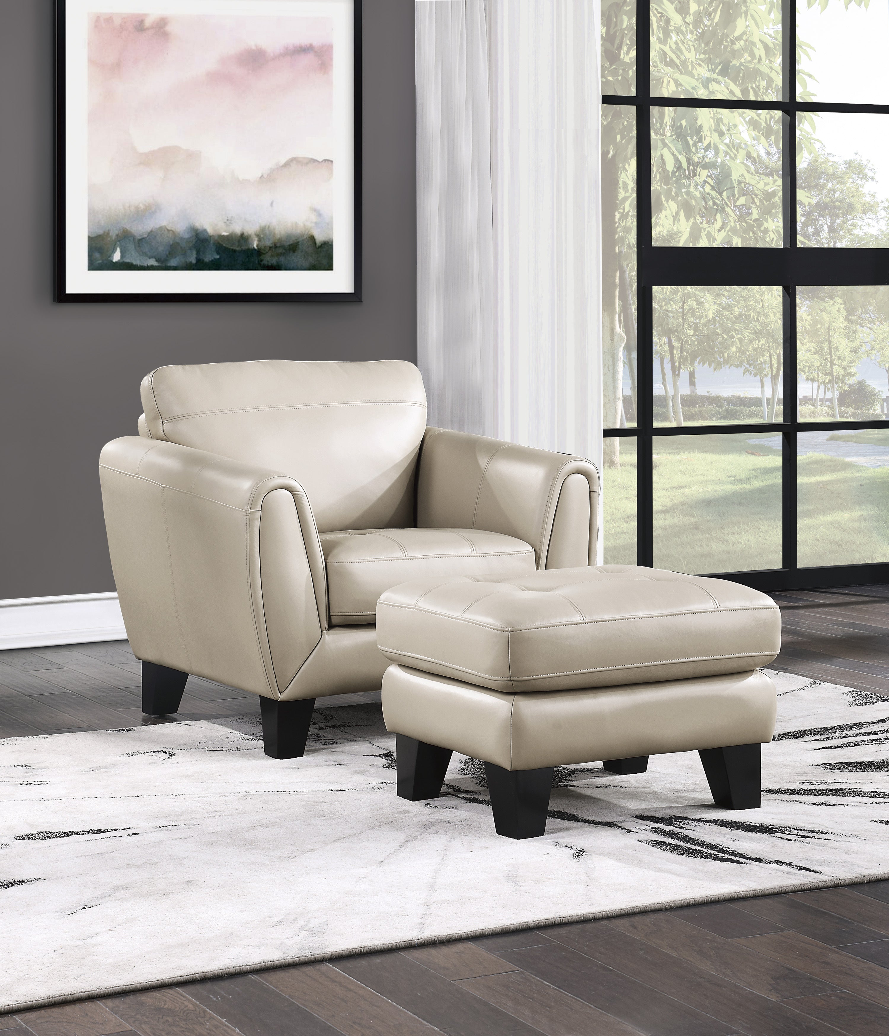 Spivey Beige Leather Chair - 9460BE-1 - Bien Home Furniture &amp; Electronics
