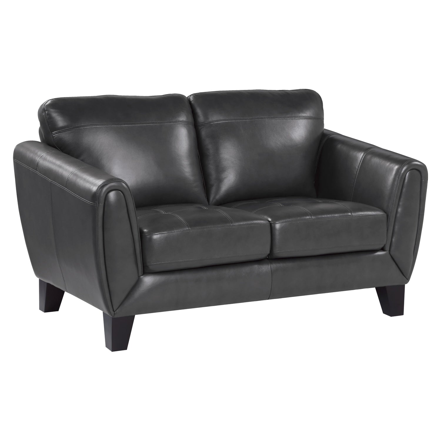 Spivey Dark Gray Leather Loveseat - 9460DG-2 - Bien Home Furniture & Electronics