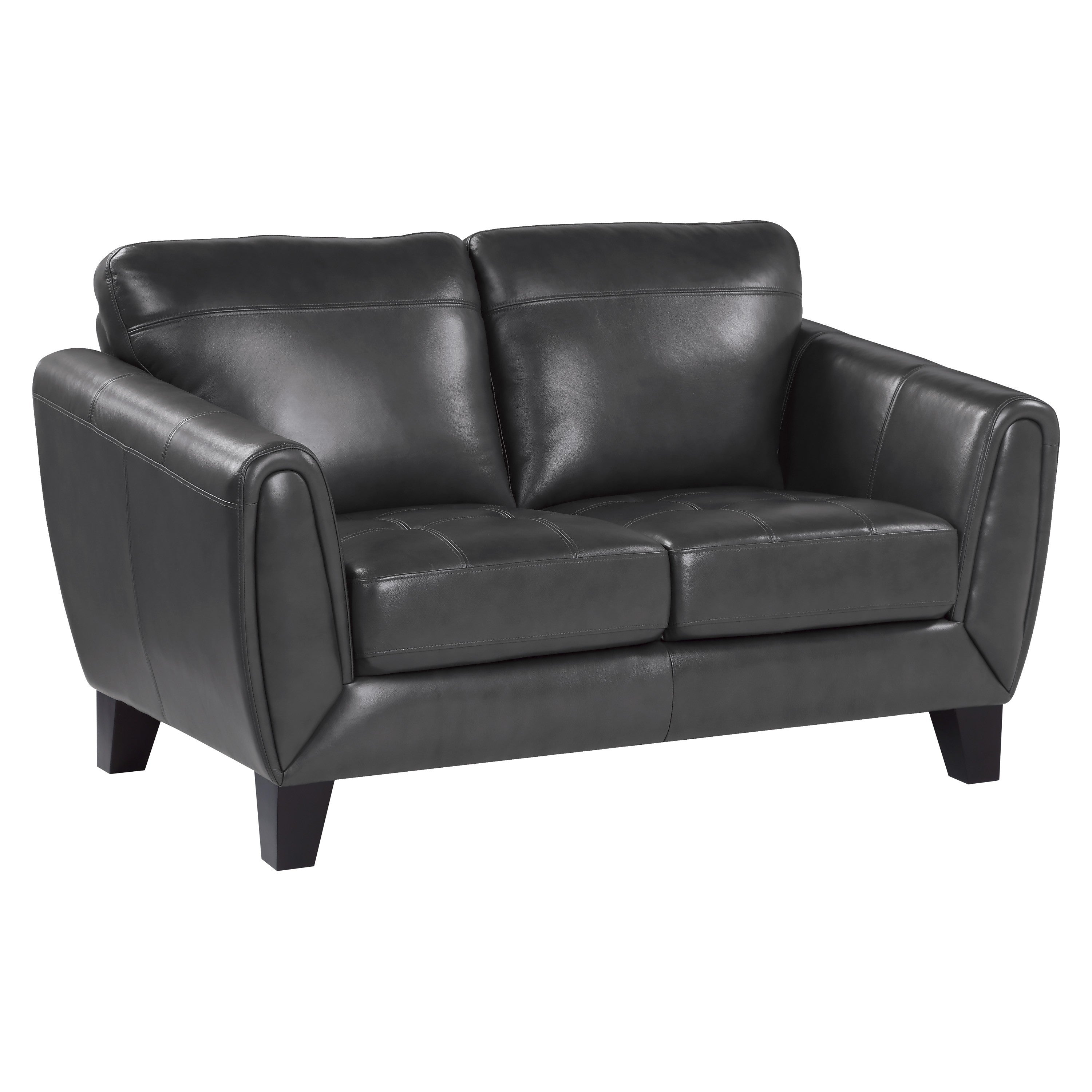 Spivey Dark Gray Leather Loveseat - 9460DG-2 - Bien Home Furniture & Electronics