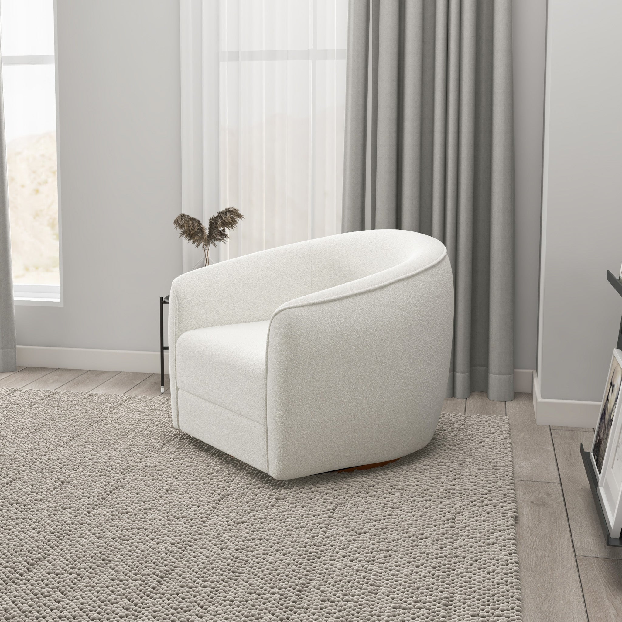 Spring Cream Boucle Swivel Accent Chair - MDM01809 - Bien Home Furniture & Electronics