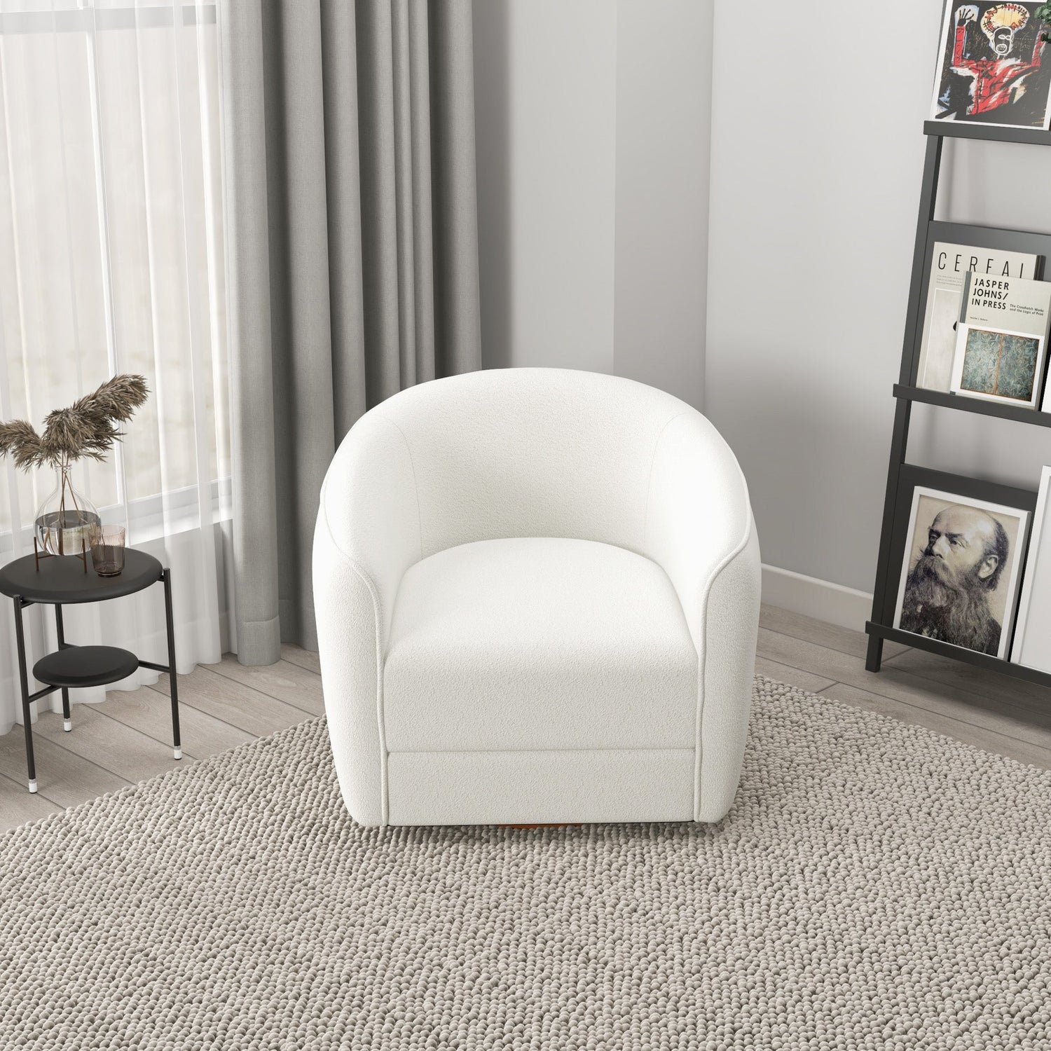 Spring Cream Boucle Swivel Accent Chair - MDM01809 - Bien Home Furniture & Electronics