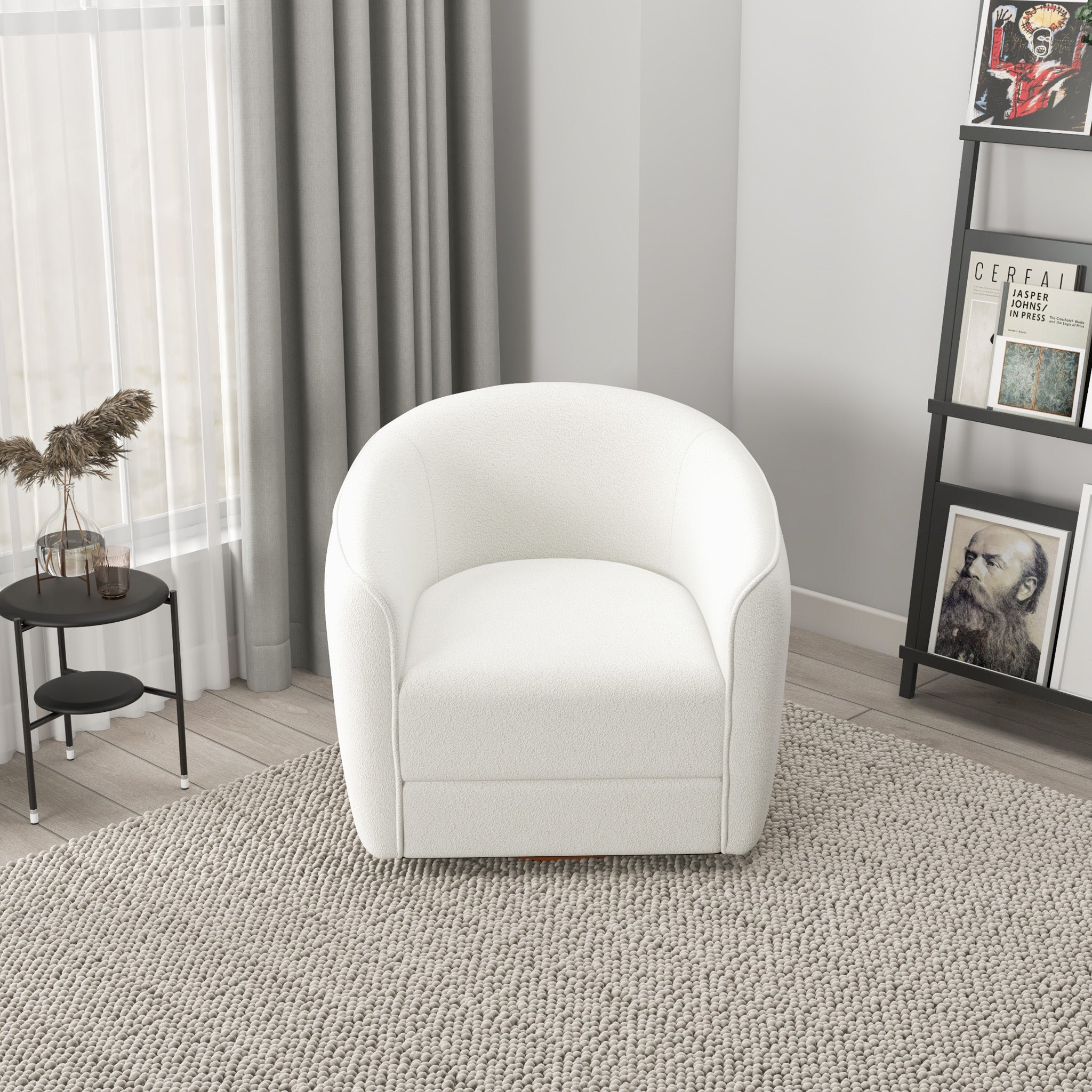 Spring Cream Boucle Swivel Accent Chair - MDM01809 - Bien Home Furniture & Electronics