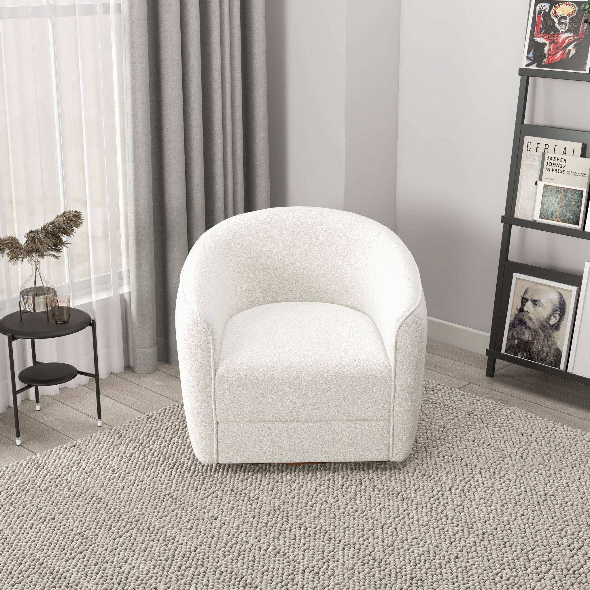 Spring Cream Boucle Swivel Accent Chair - MDM01809 - Bien Home Furniture &amp; Electronics