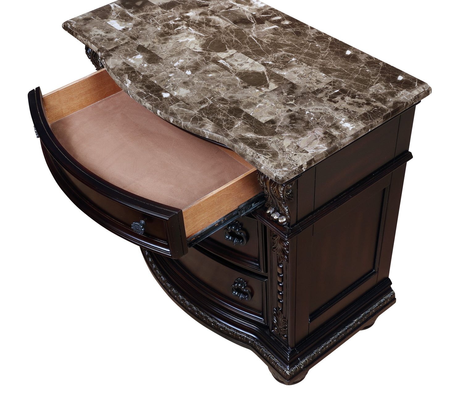 Stanley Cherry Brown Upholstered Sleigh Bedroom Set - SET | B1600-Q-HB | B1600-Q-FB | B1600-KQ-HBLEG | B1600-KQ-RAIL | B1600-1 | B1600-2 - Bien Home Furniture & Electronics