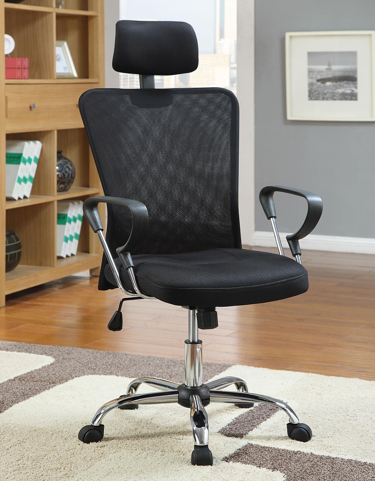 Stark Black/Chrome Mesh Back Office Chair - 800206 - Bien Home Furniture &amp; Electronics