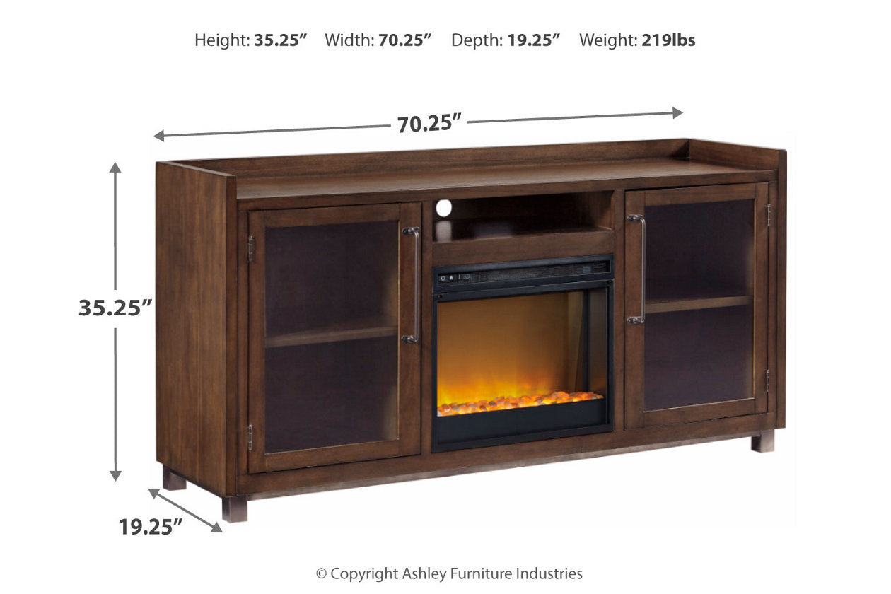 Starmore Brown 70" TV Stand with Electric Fireplace - SET | W100-02 | W633-68 - Bien Home Furniture & Electronics