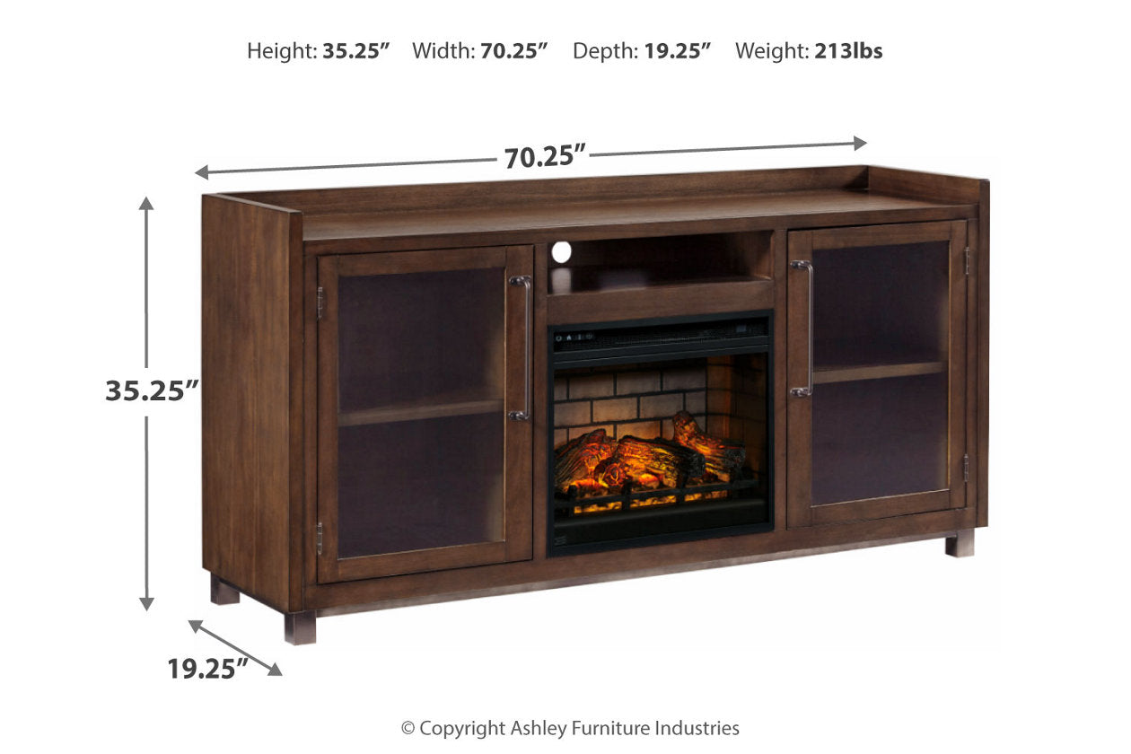 Starmore Brown 70" TV Stand with Electric Fireplace - SET | W100-101 | W633-68 - Bien Home Furniture & Electronics