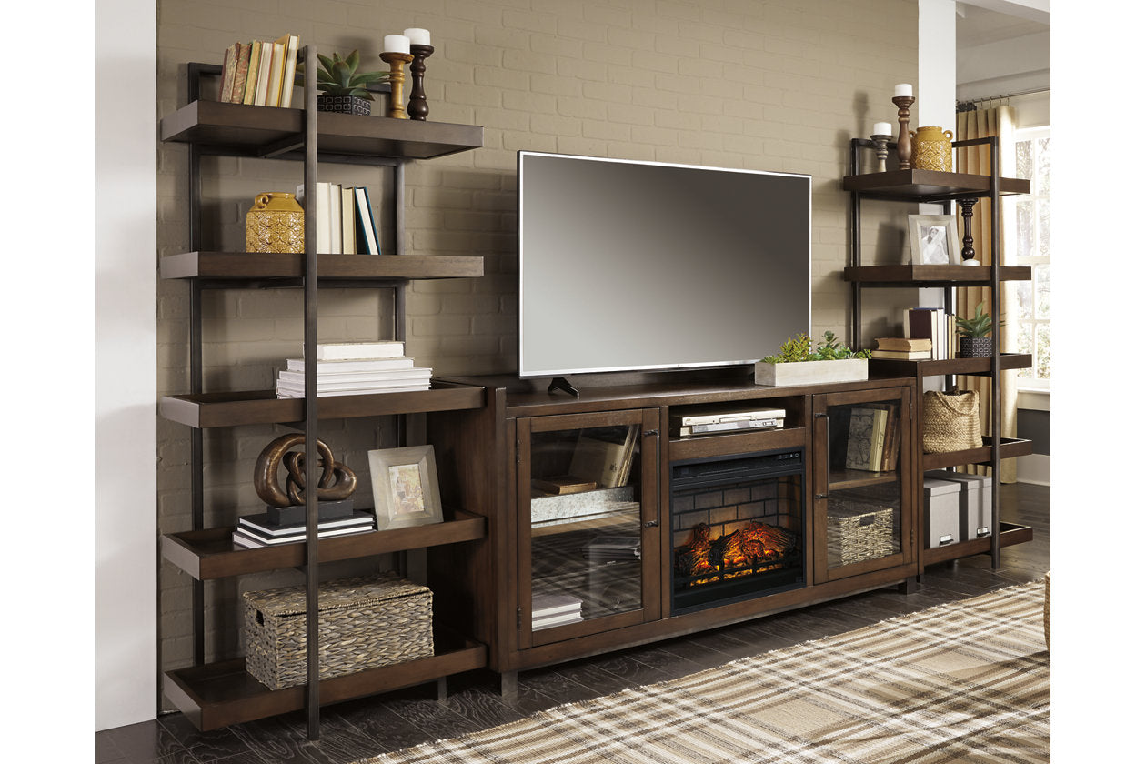 Starmore Brown/Gunmetal 3-Piece Wall Unit with Electric Fireplace - SET | W100-101 | W633-34(2) | W633-68 - Bien Home Furniture & Electronics