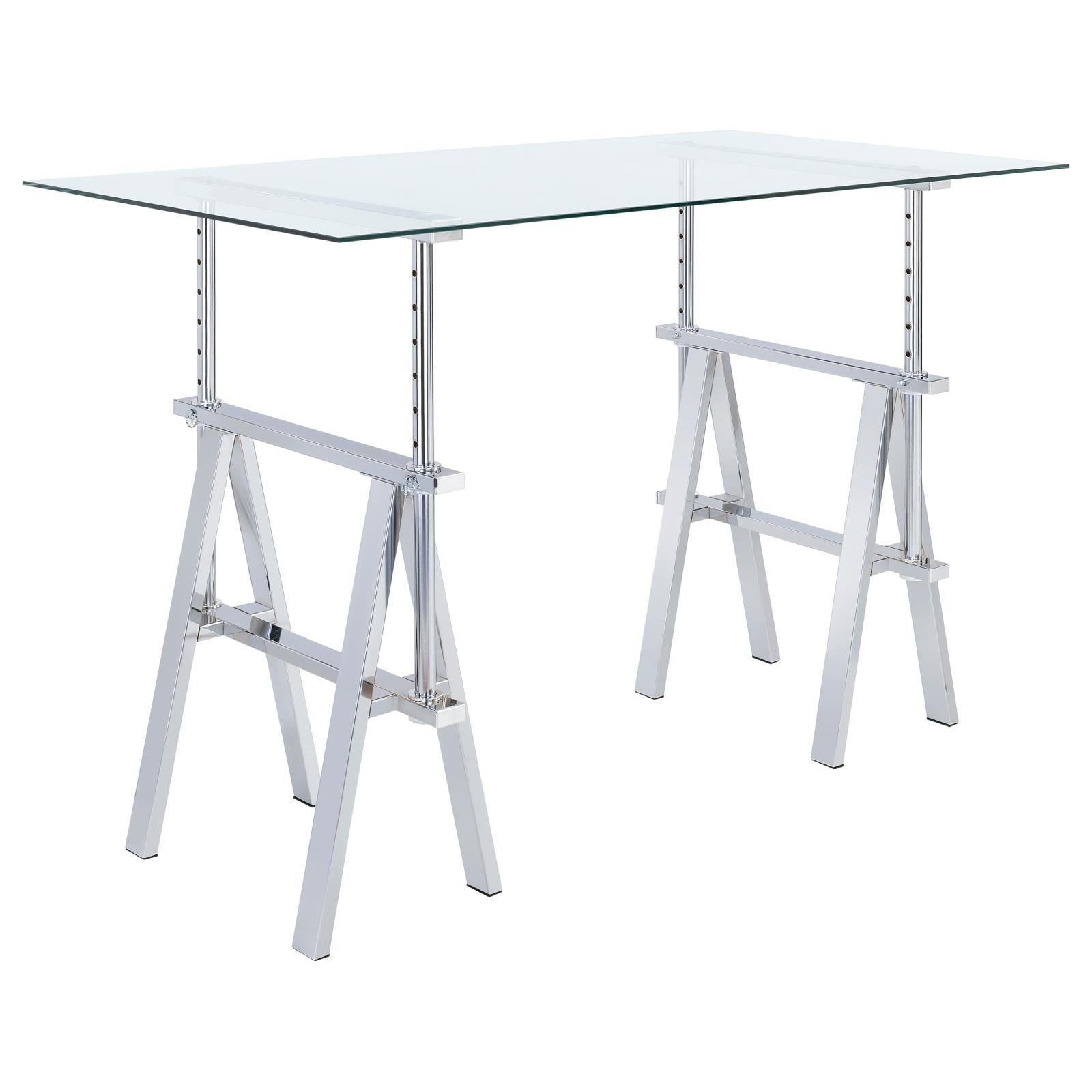 Statham Clear/Chrome Glass Top Adjustable Writing Desk - 800900 - Bien Home Furniture &amp; Electronics