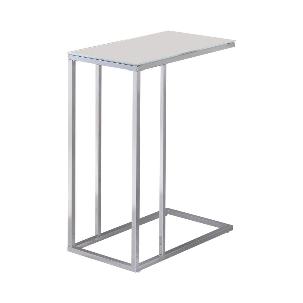 Stella Chrome/White Glass Top Accent Table - 900250 - Bien Home Furniture & Electronics