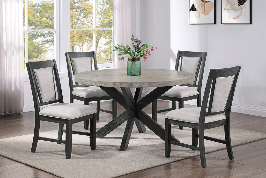 Stevens Charcoal Black/Light Gray Round Dining Set - SET | 2274T-54 | 2274S(2) - Bien Home Furniture &amp; Electronics