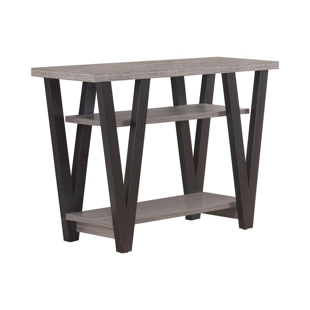 Stevens V-Shaped Sofa Table Black/Antique Gray - 705399 - Bien Home Furniture & Electronics