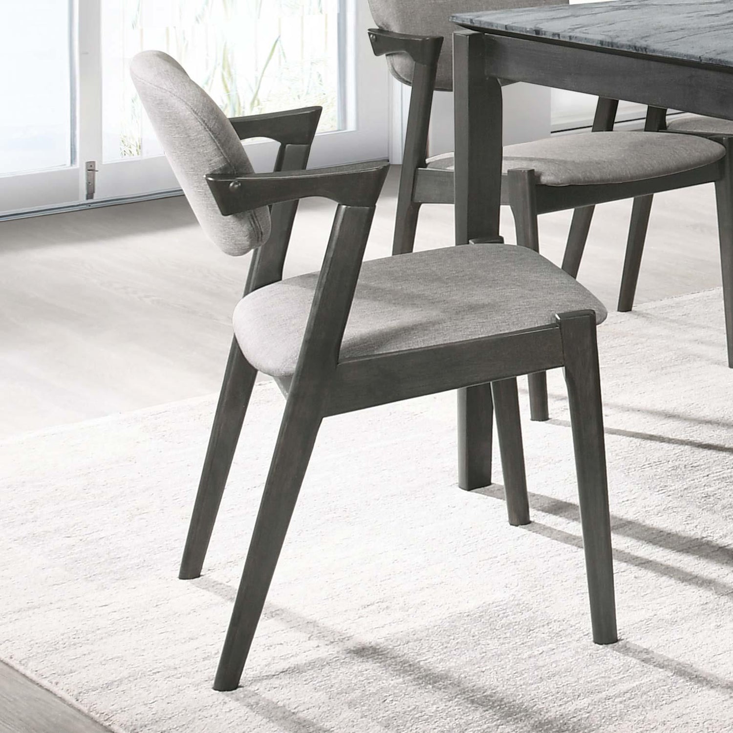 Stevie Brown Gray/Black Upholstered Side Chairs with Demi Arm, Set of 2 - 115112 - Bien Home Furniture & Electronics