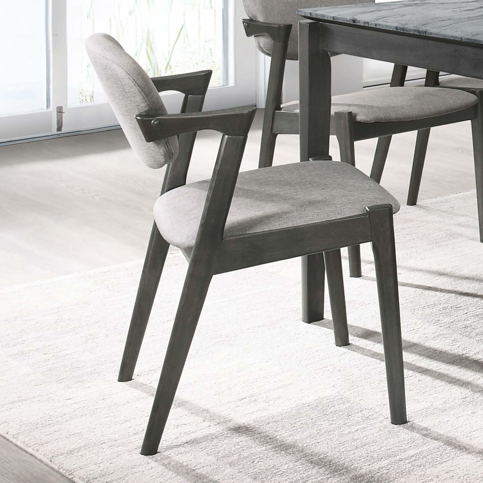 Stevie Brown Gray/Black Upholstered Side Chairs with Demi Arm, Set of 2 - 115112 - Bien Home Furniture & Electronics