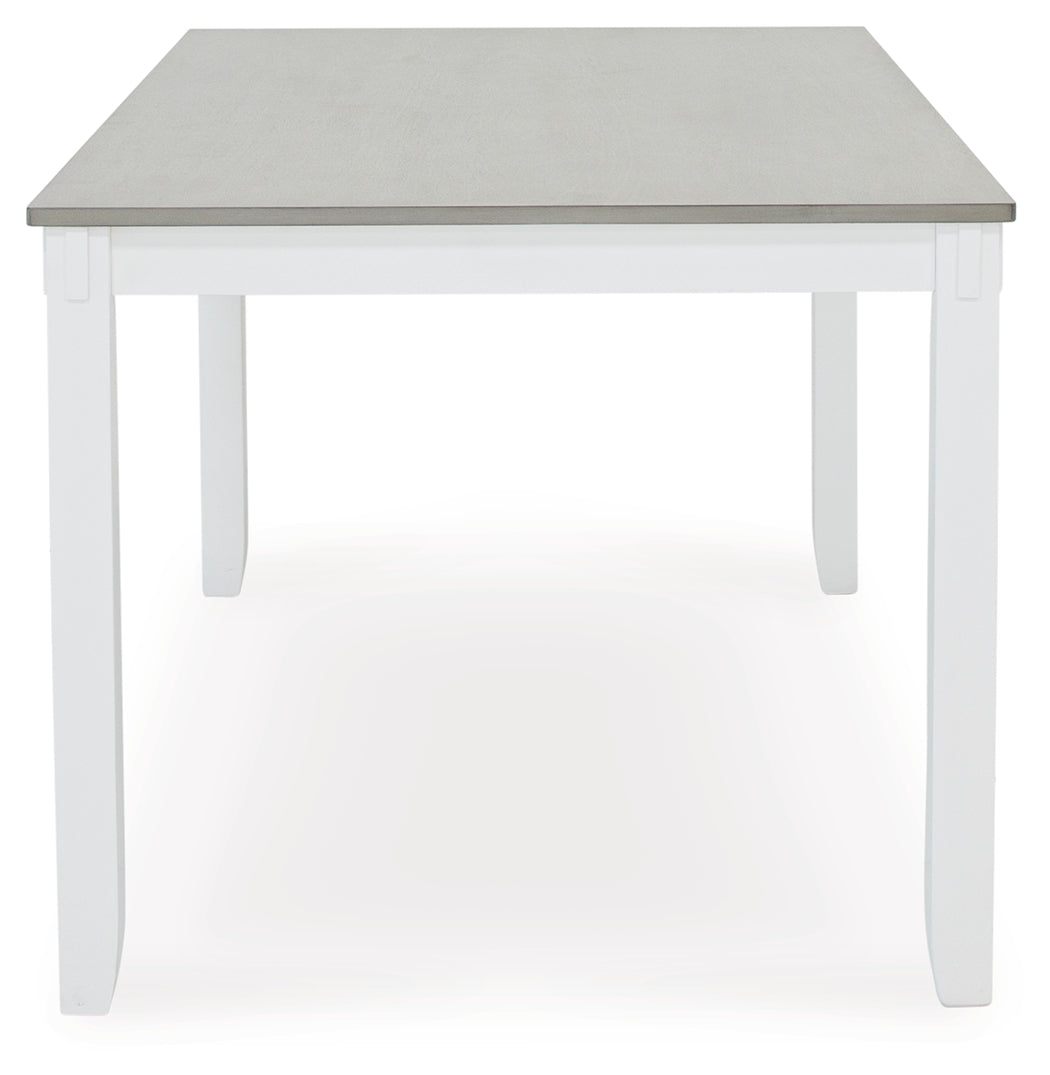 STONEHOLLOW White/Gray Dining Table and Chairs with Bench (Set of 6) - D382-325 - Bien Home Furniture & Electronics