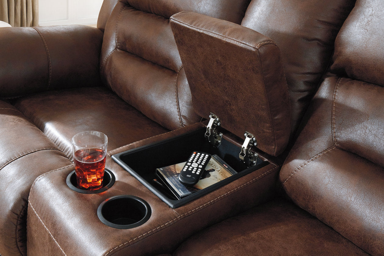 Stoneland Chocolate Power Reclining Loveseat with Console - 3990496 - Bien Home Furniture & Electronics