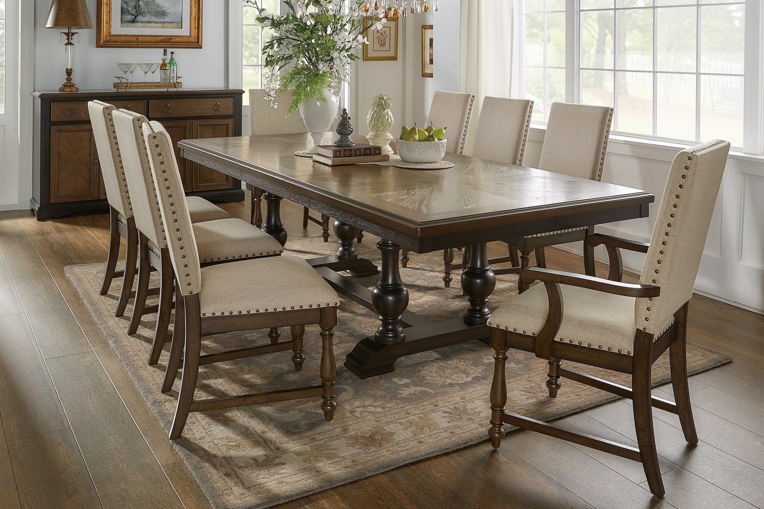 Stonington Brown Extendable Dining Set - SET | 5703-104 | 5703-104B | 5703A | 5703S(2) - Bien Home Furniture &amp; Electronics