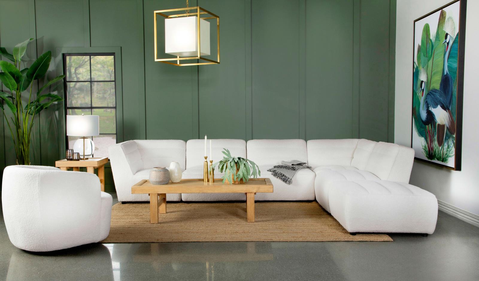 Sunny 6-Piece Upholstered Sectional Natural - 551621-SET - Bien Home Furniture & Electronics