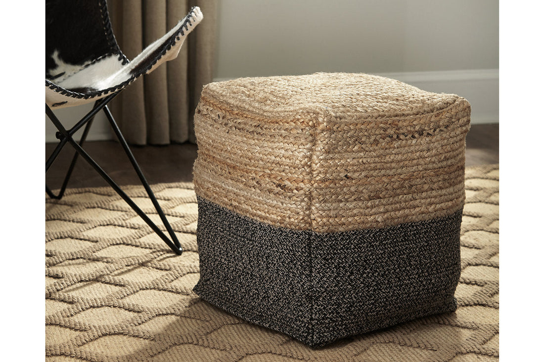 Sweed Valley Natural/Black Pouf - A1000422 - Bien Home Furniture &amp; Electronics