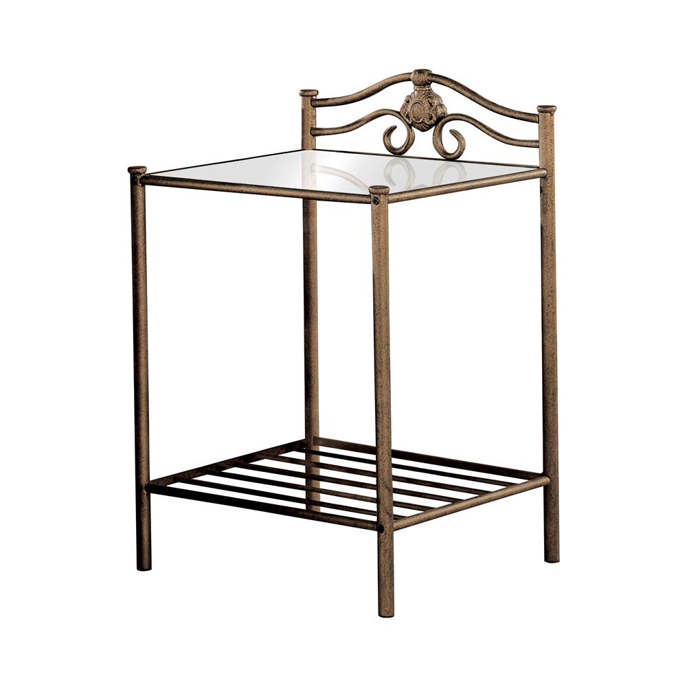 Sydney 2-shlef Nightstand Antique Brushed Gold - 300172 - Bien Home Furniture & Electronics