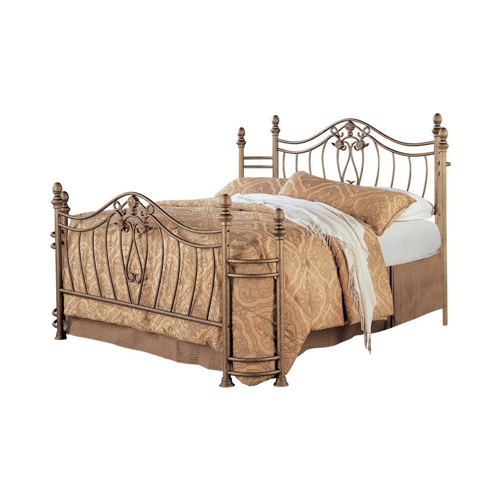 Sydney Eastern King Bed Antique Brushed Gold - 300171KE - Bien Home Furniture & Electronics
