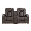 Tabor Dark Brown Power Double Reclining Loveseat - 9211BRG-2PWH - Bien Home Furniture & Electronics